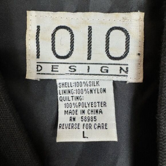 80s 1010 Leopard Print Silk Puffer Bomber Jacket Size Large Quilted 90s Vintage - Picture 6 of 15